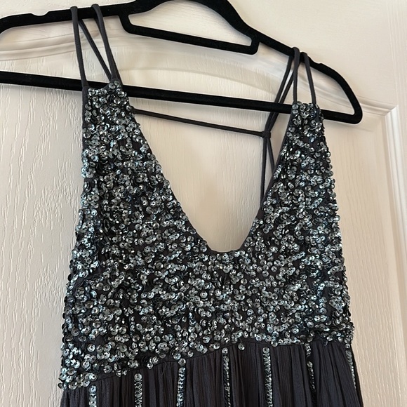 NWOT Free People Navy Sequin Mini Dress - Picture 2 of 6